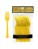 Yellow Heavy weight Plastic Forks -20pcs