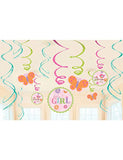 It’s A Girl Swirl Decoration -12pcs