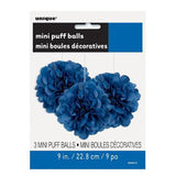 Dark Blue Mini Fluffy Flowers -3pcs