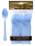 Light Blue Heavy Weight Plastic Spoons-20pcs