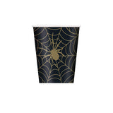 Halloween Black & Gold Spider Web 9oz Cups- 8pcs