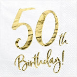 50th Birthday  Gold Foil Lunch Napkins -16pcs