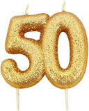 50th Glitter Gold Candle