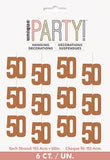 50th Birthday String Decorations -6pc Glitz Rose Gold
