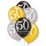 50th Birthday Latex Balloon -6pcs