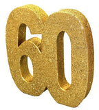 60th Birthday Gold Glitter Table Centerpiece
