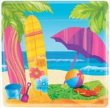 Surfs Up 10" Square Plates-8 pcs