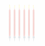 Pastel Pink Tall birthday candles 14 cm, 12 pcs