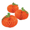 Pumpkin Honeycomb Paper Tissue Centerpieces -3pcs