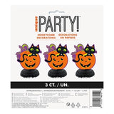 Cat & Pumpkin Halloween Honeycomb Centrepieces Table Decorations - Pack of 3