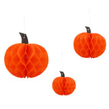 Orange Pumpkin 3D Halloween Hanging Decorations - Pack of 3