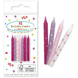 Pink Birthday Candles With Holders