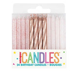 Rose Gold Glitter Candle - 24pcs